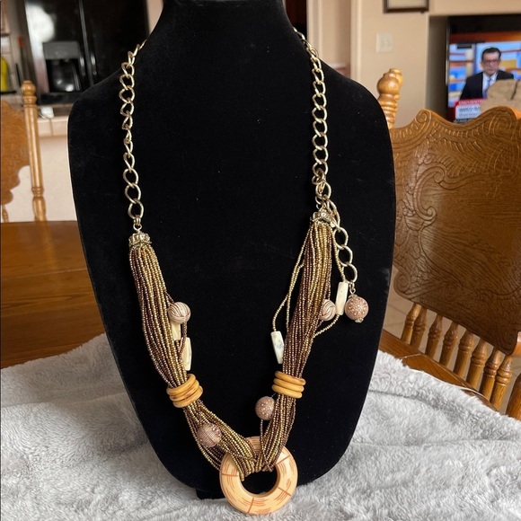 Chico's Gold and Brown Multi-Strand Necklace - Picture 3 of 7